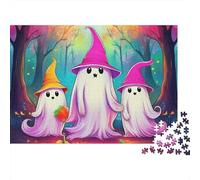Magic Forest Ghosts Jigsaw Puzzle for Adults 1000 Piece Jigsaw Puzzle Fantasy Cute Ghost Theme Paper Relaxing Home Decor 38x26cm/1000pcs
