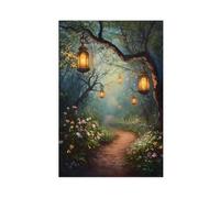 Magic Forest Lantern Path Poster Canvas Poster Wall Art Decor Print Picture Paintings for Living Room Bedroom Decoration 12" L X 18" W