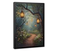 Magic Forest Lantern Path Poster Canvas Poster Wall Art Decor Print Picture Paintings for Living Room Bedroom Decoration 24" L X 36" W