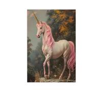 Magic Forest Pink Mane Unicorn Canvas Poster Wall Art Decor Print Picture Paintings for Living Room Bedroom Decoration 12x18inch(30x45cm)