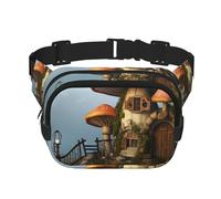 Magic Forest Pond Peacock Fanny Pack for Women Men Fashion Waist Pack Adjustable Belt Bag for Workout Running Travelling Casual Waist Bag, Mushroom Garden, One Size