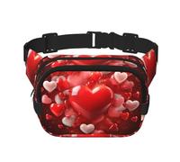Magic Forest Pond Peacock Fanny Pack for Women Men Fashion Waist Pack Adjustable Belt Bag for Workout Running Travelling Casual Waist Bag, Love Red Hearts, One Size