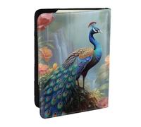 Magic Forest Pond Peacock Passport Holder for Women Men, Passport Cover Wallet Case RFID Blocking Leather Card Case Slim Travel Bifold Wallet