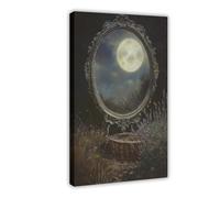 Magic Forest Witch Mirror Starry Night Aesthetics Canvas Poster Bedroom Decor Landscape Office Room Decor Gift 16x24inch(40x60cm)