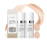 Magic Foundation 2pcs Color Changing Foundation, Foundation Colour Changing Colour Changing Mature Skin Foundation Natural Moisturizing Sunscreen Brightening Skin with 2pcs Brown Puff