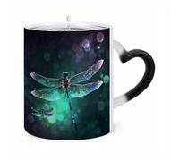 Magic Galaxy Animal Dragonfly Color Changing Mug 11 Oz Black Ceramic Heat Sensitive Coffee Cup Temperature Activated Mug for Hot Cocoa Tea Drinks Funny Novelty Gift for Coffee Lovers Men Women