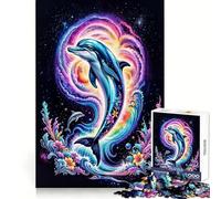 Magic Galaxy Dolphin Jigsaw for Teenagers1000 Pieces Reason Boost DIY Play Playful Challenge (38x52cm)