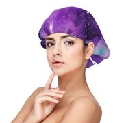 Magic Galaxy Sky Purple Adult's Satin Sleeping Cap - Women's Elastic Sleep Bonnet, Adjustable Overnight Hair Cover for Hairstyles, Black, One Size, Black, One Size