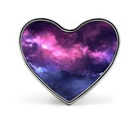Magic Galaxy Sky Purple Heart Brooch Lightweight Aluminum Alloy Lapel Pin Personalized Decoration Love Hearted Brooch Fashion Clothes Accessories Heart Pins for Women Men