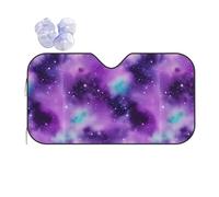 Magic Galaxy Sky Purple Print Car Windshield Sun Shade, Sun Visor With Suction Cups For Most Vehicles