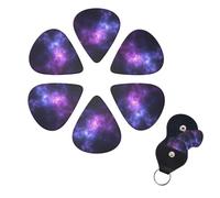 Magic Galaxy Sky Purple Print Guitar Picks 6 Pack Guitar Plectrums with Pick Holders Bass Picks For Acoustic Guitar Bass Electric Ukulele Includes 0.46mm, 0.71mm, 0.96mm