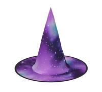 Magic Galaxy Sky Purple Print Halloween Witch Hat, Witch Costume Accessory For Halloween Cosplay Party Holiday Decoration 3pcs