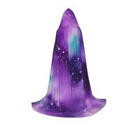 Magic Galaxy Sky Purple Print Hooded Robe Adult Wizard Robes Monk Priest Cloak Halloween Cosplay Knight Hood Cape, Black, S