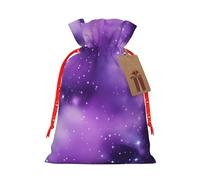 Magic Galaxy Sky Purple Print Linen Drawstring Gift Bags Christmas Bags candy packaging for Wedding Birthday Party
