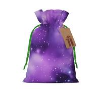 Magic Galaxy Sky Purple Print Linen Drawstring Gift Bags Christmas Bags candy packaging for Wedding Birthday Party