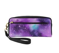 Magic Galaxy Sky Purple Print Pencil Case Small Makeup Bag Handheld Design Unisex Zippered Cosmetic Pouch Portable