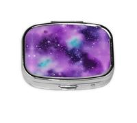 Magic Galaxy Sky Purple Print Pill Case Portable Square Pill Box with 2 Compartments,for Purse Pill Box Travel Bag