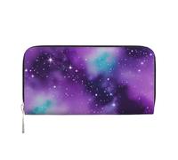 Magic Galaxy Sky Purple Print Small Leather Wallet for Women, Ladies Credit Card Holder Women's Pocket Purse