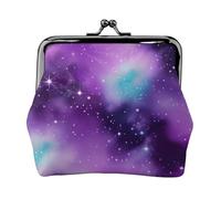 Magic Galaxy Sky Purple Print Stylish unique Coin Purse Cute Mini Wallet with Kiss Lock Waterproof for Coins