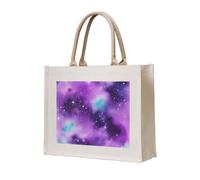 Magic Galaxy Sky Purple Print Women Men Tote Bag Reusable Shopping Beach Travel Canvas Lightweight Everyday
