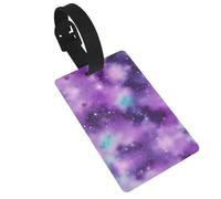 Magic Galaxy Sky Purple Printed Small Luggage Tags Portable Bag ID Holders with Adjustable Strap for Travel Gear