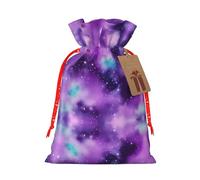 Magic Galaxy Sky Purple Printing 1 Pc Christmas Bag With Drawstring For All Adults To Give Presents Halloween