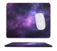 Magic Galaxy Sky Purple Stitched Edge Mouse Pad