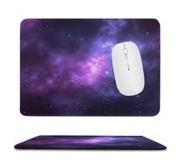 Magic Galaxy Sky Purple Stitched Edge Mouse Pad