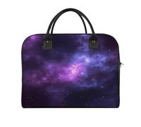 Magic Galaxy Sky Purple Tote Bag with Zipper Adjustable Crossbody Nylon Briefcase Large Capacity Work Bags Fashion Messenger Bag Portable Laptop Bags Shoulder Handbag for Office