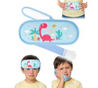 Magic Gel Kids Ice Pack & Cold Compress for Kids, Reusable Hot & Cold Gel Compress with Adjustable Strap for Head, Fever & Headache Relief, Toothache & Cooling Eye Mask, Cute Animal Design - Dinosaur