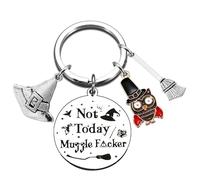 Magic Gifts Witch Keychain for Christmas Halloween Graduation Birthday Funny Gifts for Witchy Wizard Magic Lovers Movie Fans Best Present for Wizardry Wi-Zard Women Men Witch Broom Hat Owl Jewelry