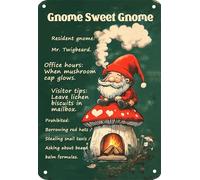 Magic Gnome Garden Tin Signs for Outside.Whimsical Fairies Wall Decor,Vintage Metal Sign for Yard Gardening Decor Outdoor Backyard Coffee House Funny Gifts for Women 8x12 Inch. (gnome)