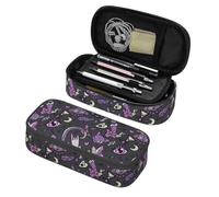 Magic Goth Gothic Skull Spooky Gray Purple Pencil Case Big Capacity Storage Pencil Pouch Stationery Bags With Zipper Portable Pen Holder Box Organizer For Boys Student College School Office Supplies