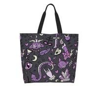 Magic Goth Gothic Spooky Grey Purple Tote Bag Handle Grocery Bag Foldable Tote Bags For Travel College Yoga