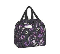 Magic Goth Spooky Gray Purple Lunch Box Reusable Lunch Bag Insulated Meal Bags Food Container For Boys Girls Men Women Adults Work Travel Picnic