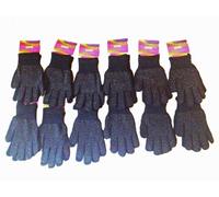 MAGIC GRIPPER GLOVES BLACK 12 PAIRS MENS LADIES ADULT ONE SIZE -NEW- FREE UK P&P