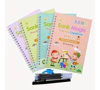Magic Groove Handwriting Practice Set - 4 Reusable Copybooks + 5 Pen Refills + 1 Pen Holder | Disappearing Ink, Calligraphy Tracing Books for Kids | Early Learning & Writing Training