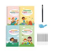 Magic Groove Practice Copybook, Reusable Children's Magic Copybooks, Grooves Template Design, for Kids Kindergarten Preschool Calligraphy(4 Pack)