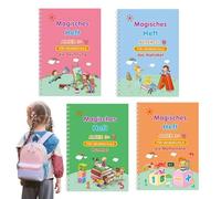 Magic Groove Writing Practice Books - Reusable Paper Grooved Workbooks, 13.2x18.8cm Handwriting Copybook With Tracing Letters And Numbers For Kids, Preschool, Kindergarten, Early Learning, Office And
