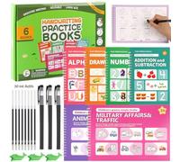 Magic Grooved Handwriting Practice Books for Kids Ages 3-8 | Reusable Writing Workbooks with Disappearing Ink | Includes Alphabet, Numbers, Maths & Drawing Books, Pens & Refills & Pen Grips