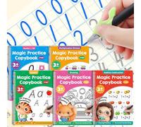 Magic Grooved Handwriting Practice Books, Large Reusable Copybooks for Kid | 5 Pcs Learn to Write Number Letter Tracing Workbook, Educational Toys for Kids Age 3-8 Kindergarten Preschool Calligraphy