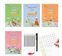 Magic Grooved Handwriting Practice Books,magical Tracing Workbook Reusable Magic Practice Calligraphy Copybook,grooved Writing Book for Kids,for Kids 4-8 Preschool Calligraphy-German
