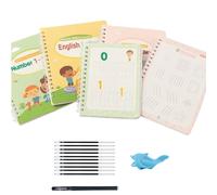 Magic Grooved Handwriting Practice Books - Reusable Tracing Copybooks,Letters & Numbers with Magic Ink Pen, Ages 3-8, 18×13 cm