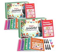 Magic Grooved Writing Practice for Kid Age 3-8,Reusable Grooved Handwriting Workbooks with Disappearing Ink Pens,Number Letter Tracing Book for Preschool Learning Activities&Homeschool Supplie (2Pcs)