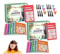 Magic Grooved Writing Practice, Tracetrek Workbook Full Set, Learn to Write Number Letter Tracing, Tracetrek Magic Copybooks, Make Make Learning Fun Shand Writing Smoother(2PCS)
