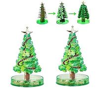 Magic Growing Crystal Christmas Tree, DIY Felt Magic Growing Christmas Tree, Novelty Crystal Growing Christmas Tree Kit with Rack & Magic Water, Funny Educational Party Xmas Gifts for Kid (Green,2Pcs)