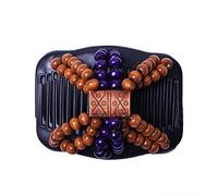 Magic Hairstyle Comb Imitation Wood Double Row Comb Double Row Clip Wooden Beads Elastic Hair Comb Ladies Hair Accessories,Purple Useful and Practical