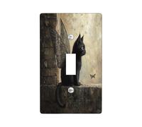 Magic Halloween Black Cats Decorative Light Switch Cover Plate 1 Gang Single Toggle, Vintage Funny Kitten Electrical Faceplate for Kitchen Bathroom, Pet Switchcover Decor