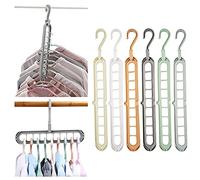 Magic Hanger Organizer, Space Saving Hangers with 9 Holes, Closet Organizers,6 Pack Multifunctional Storage and Non-Slip Hanger for Wardrobe Heavy Clothes Dresses Coats Shirts Pants
