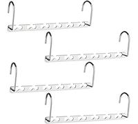 Magic Hangers Stainless Steel 6 Hole Non-Slip Bracket Multifunctional Folding Drying Rack Space Saving Hangers for Heavy Coats, Suits, Shirts, Pants, Jeans, Dresses (4 Pack)